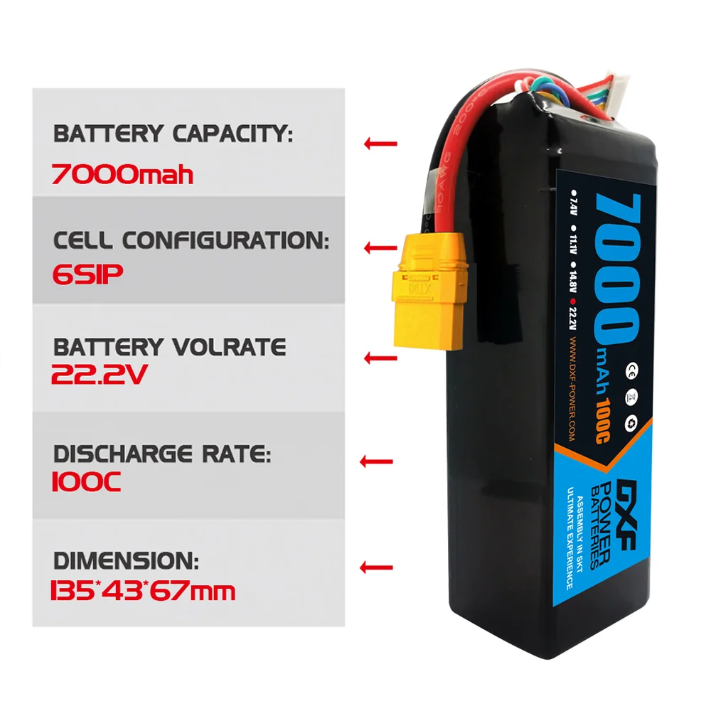 DXF 6S Lipo Батарея 22,2 В 700 – обзор и цена 6S Lipo Battery 22.2V 5000Mah